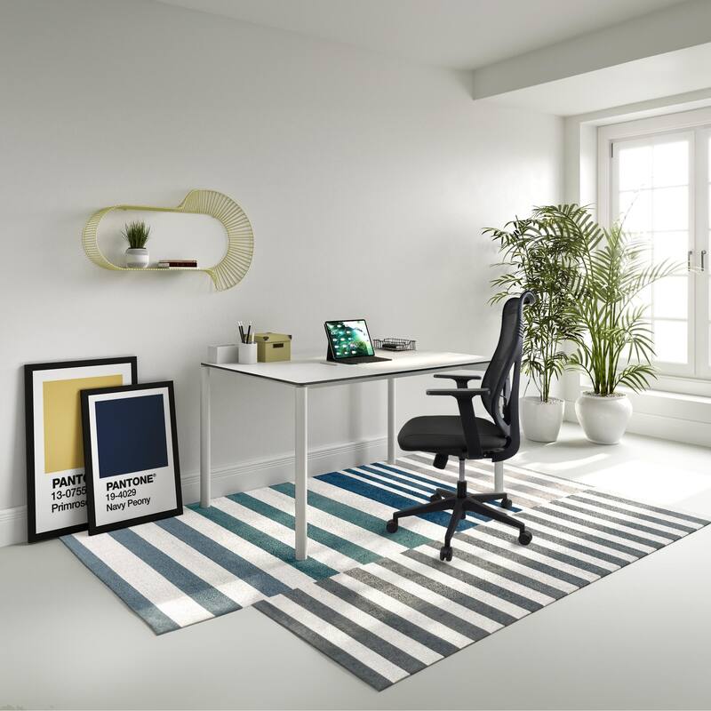 Ergonomic Office Desk Chair | High Back Mesh with Upholstered PU Leather Cushion Seat | Reclining Tilt Adjustable Lumbar Support