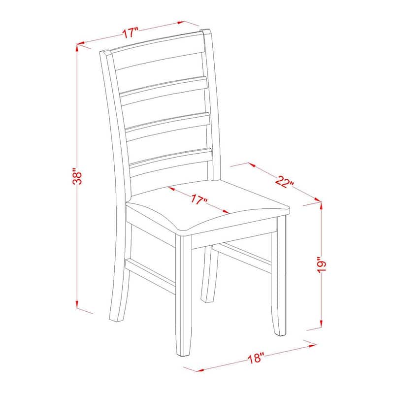 Kitchen Dining Chair - Saddle Brown Wood Seat - Comfortable Back Support