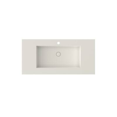 MEDUNJESS 39" Bathroom Sink Solid Surface Bathroom Vessel Sink - 40''