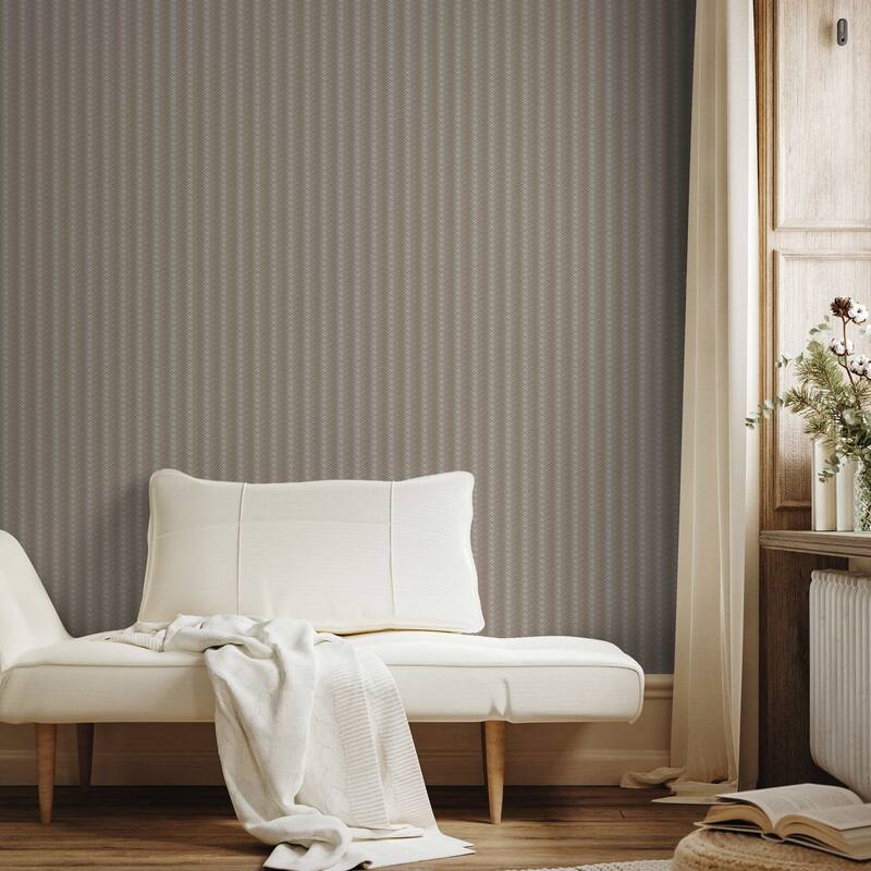 Chevron Basket Weave Timeless Quilted Feel Jute Design Wallpaper