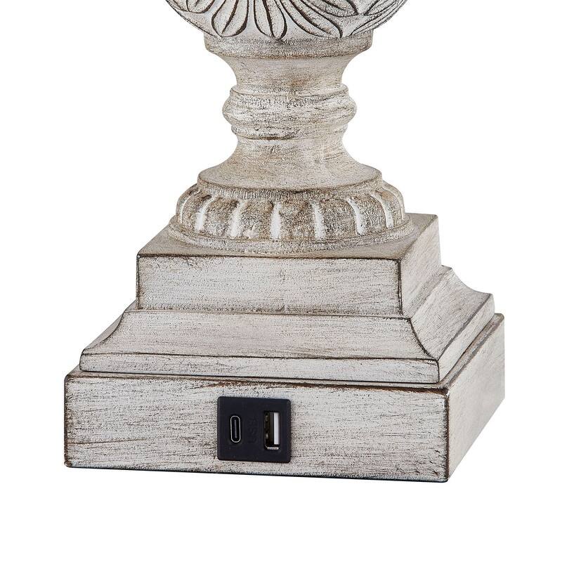 KAWOTI 26.25” Farmhouse Bedside Table Lamp with USB Ports(Set of 2) - W12" x H26.25"