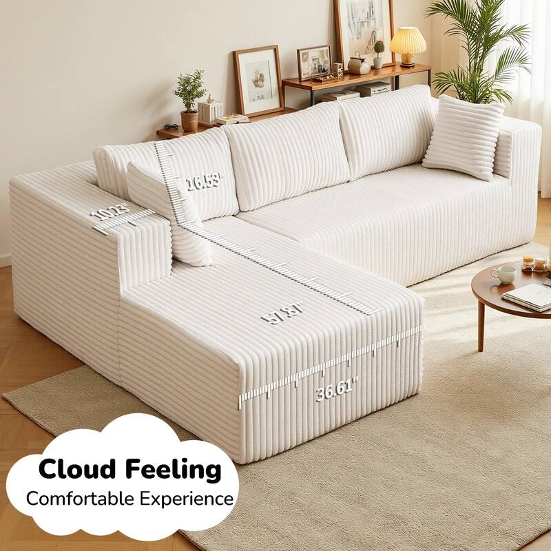 105-in L Casual Beige( Corduroy)-Right Chaise Sectional