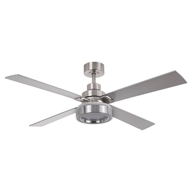 52" Modern Brushed Nickel Bedroom Ceiling Fan with Light and Remote Control