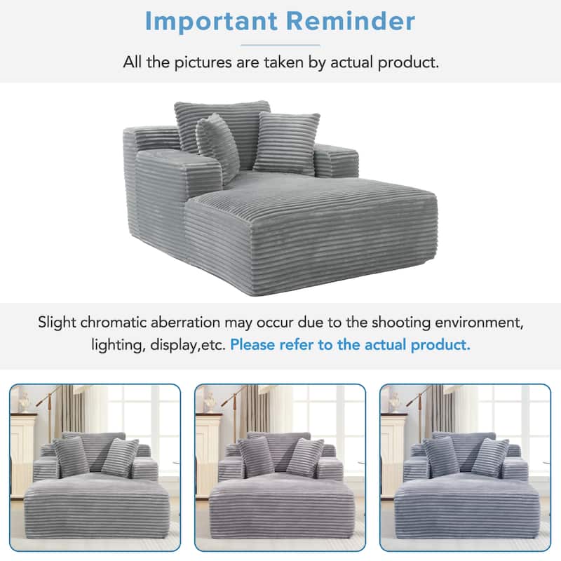 Roomfitters Full-Compressed Chaise Lounge Sleeper Sofa with Removable Pillows Modern Upholstered Couch