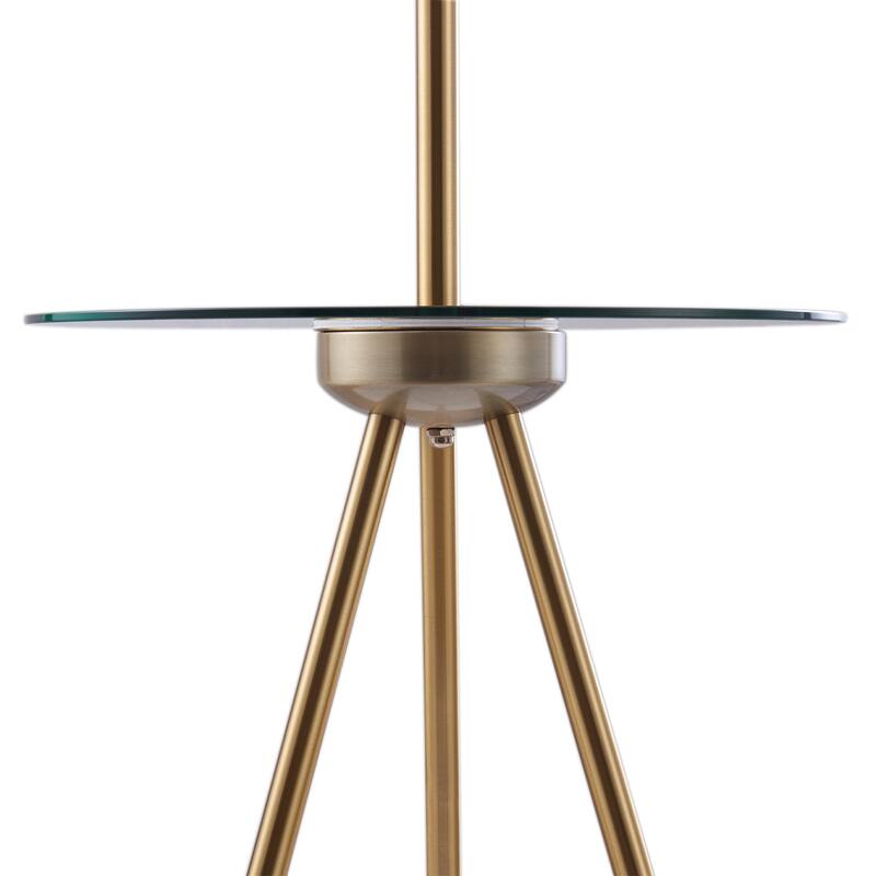 Teamson Home Myra Floor Lamp with Glass Table and Built-In USB Port