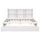 preview thumbnail 9 of 7, Minimalistic Pine Wood Platform Bed Frame Full Size Platform Bed Frame w/ Side Bookcase & Storage Drawers for Kids, Teens, White