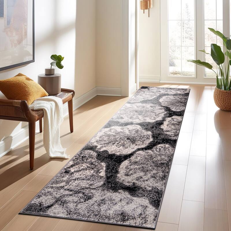 World Rug Gallery Contemporary Floral Design Black Area Rug