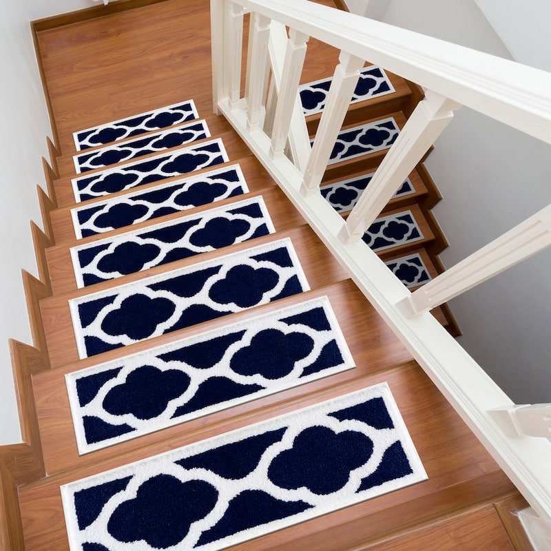 Beverly Rug Stair Treads Carpet Non Slip, Stair Carpet Treads for Wood Stairs Indoor, Trellis, 9''x28''