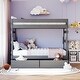preview thumbnail 2 of 16, Twin over Twin Solid Wooden Frame Bunk Bed with 2 Drawers and Full-length Guardrail, Can Separated into Two Twin-size Beds