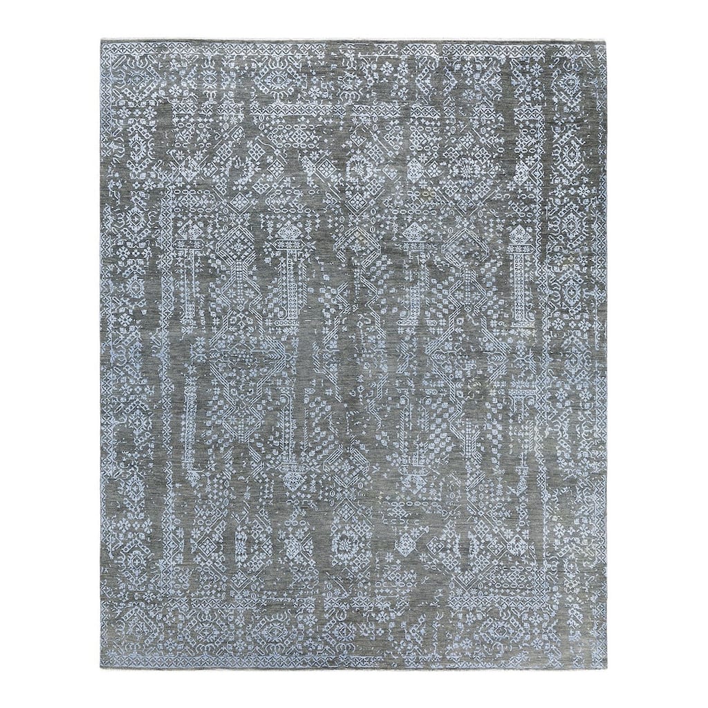 Ikat One-of-a-Kind Hand-Knotted Area Rug, Green - 8' 1" x 10' 1"