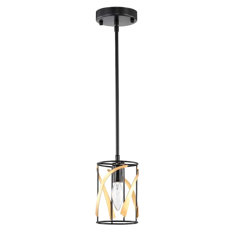 Sana 5 Inch Matte Black and Gold Single Light Pendant