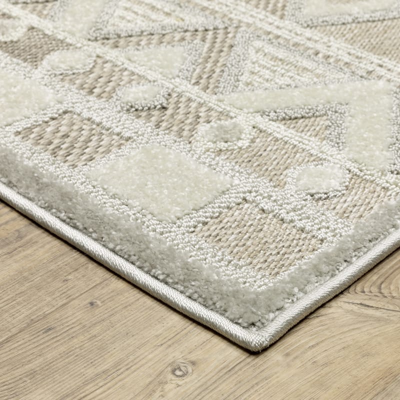 Style Haven Thassos Global Geometric Beige/ Grey Mixed Pile Area Rug