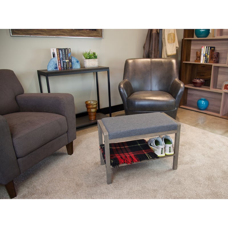 Ecostyle Solid Bamboo Padded Bench with Slatted Shelf