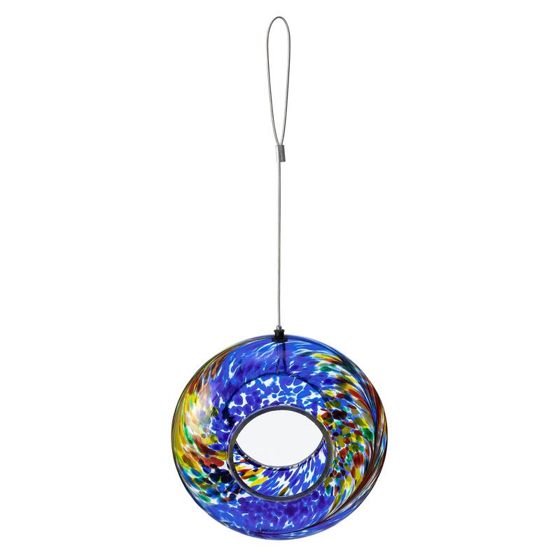 Glitzhome Round Hanging Multi-Color Mosaic Birdfeeder