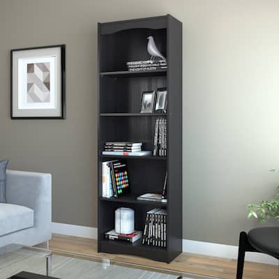 Black 5-Shelf 72-inch Tall Bookcase