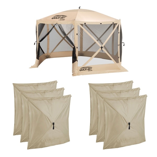 CLAM Quick Set Escape Portable Canopy Shelter and 6 Pack of