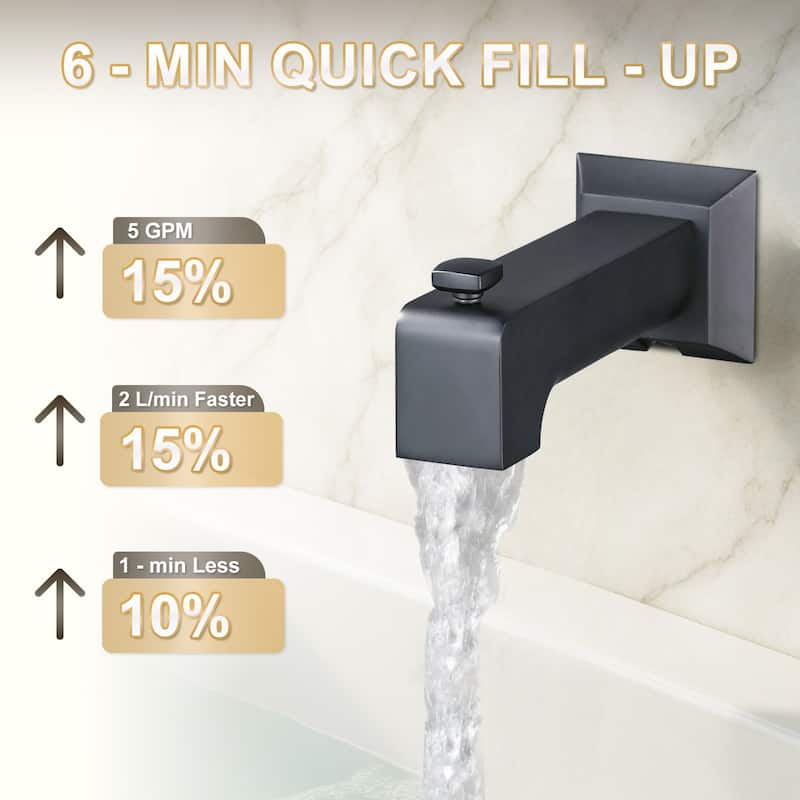 WOWOW Wall-Mounted Square Bathtub Spout with Diverter
