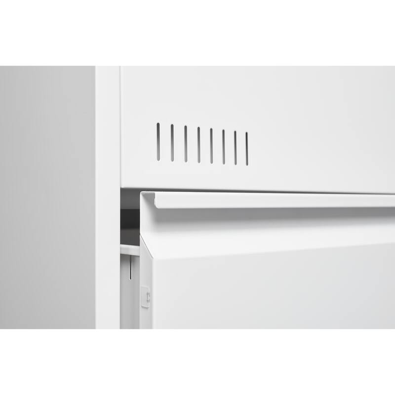 Modern File Cabinet Lateral File Cabinet Metal File Cabinet with 3 Drawers and Lock for Home Office, White