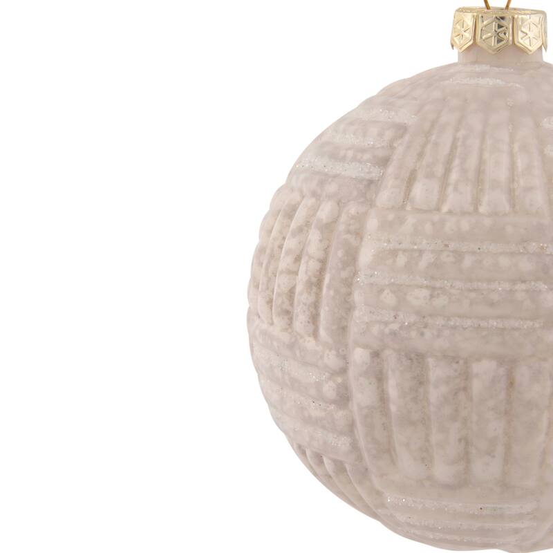 Geometric Glass Ball Christmas Ornament - 4" - White