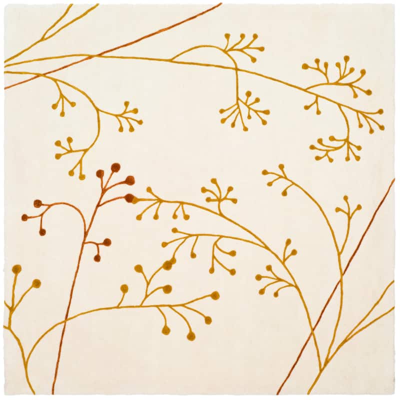 SAFAVIEH Handmade Soho Jesenia Vine N.Z. Wool Rug - 8' Square - Ivory/Orange
