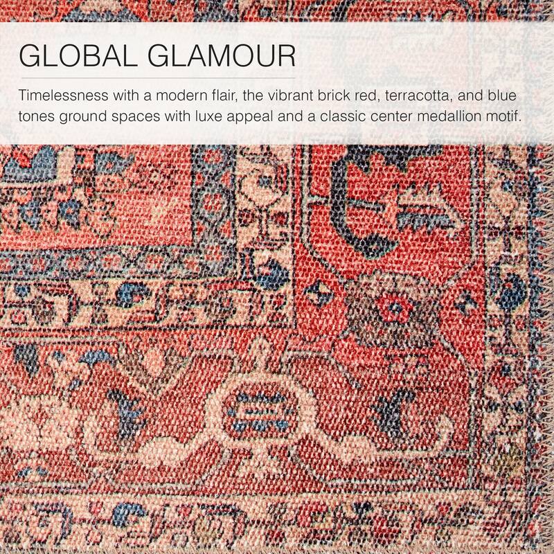 Galina Machine Washable Oriental Area Rug