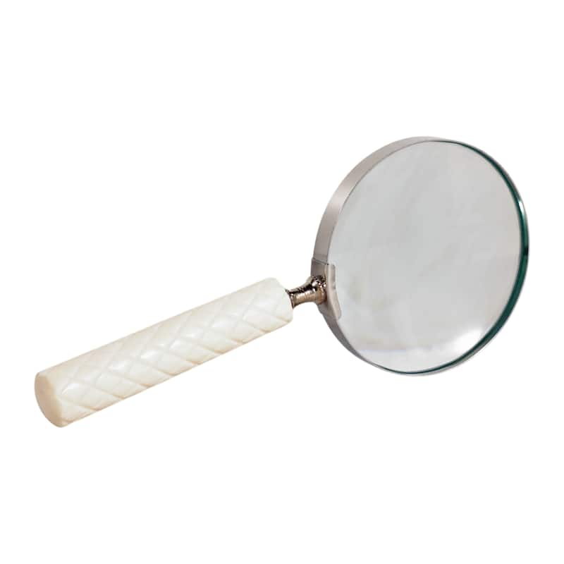Resin Metal Decorative Object Magnifying Glass Home Decor - 1" Ivory - 4" x 9" x 0.75"