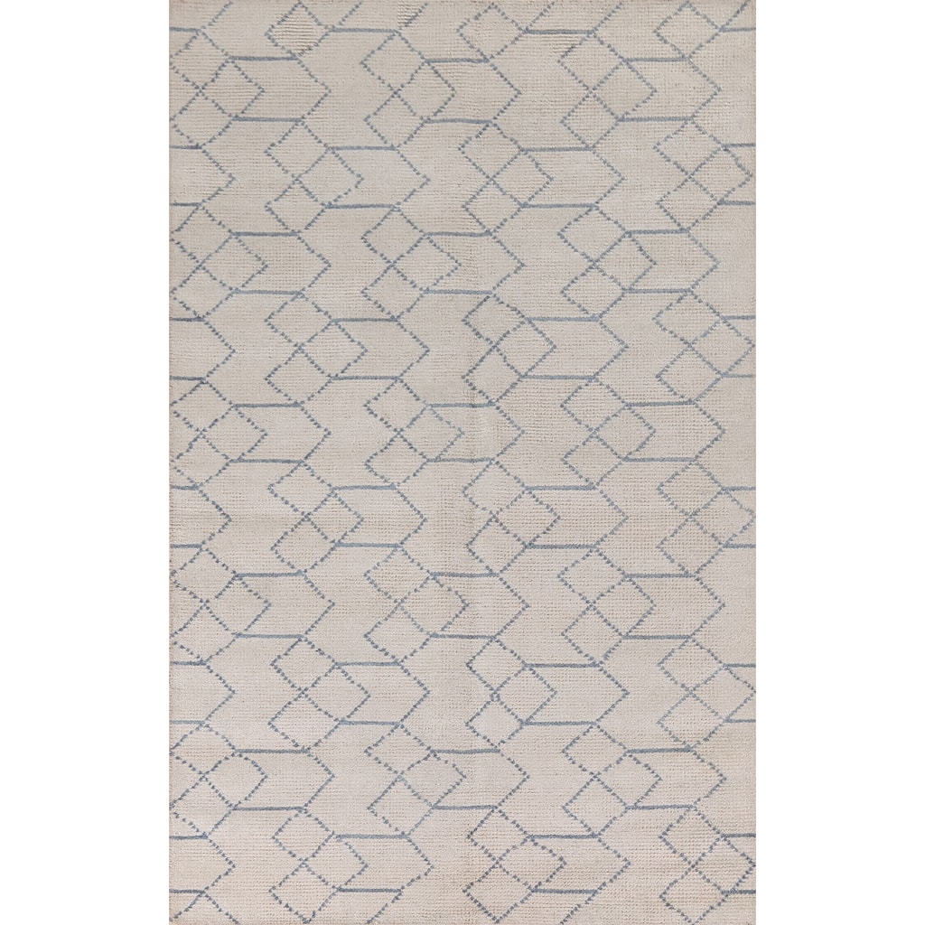 All-Over Moroccan Indian Area Rug Hand-Knotted Wool Carpet - 5'0"x 7'11"