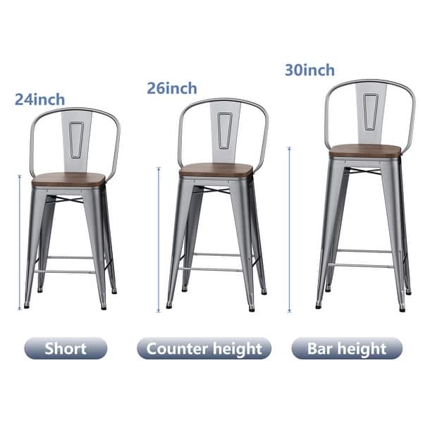 dimension image slide 4 of 9, Andeworld farmhouse bar stools ,counter height bar stools set of 4 - Set of 4