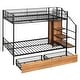 preview thumbnail 7 of 10, Twin Over Full Metal Bunk Bed with Drawer, Storage Ladder, Wardrobe and Shelving, Perfect for Kids & Guest Rooms, Black