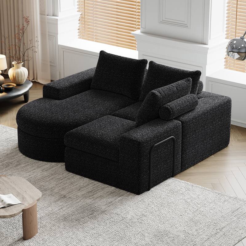 99-Inch Chenille Cloud Curved Sectional Sofa with Chaise, L-Shaped Modern Boneless Couch with Deep Seats,Sectional Sofa