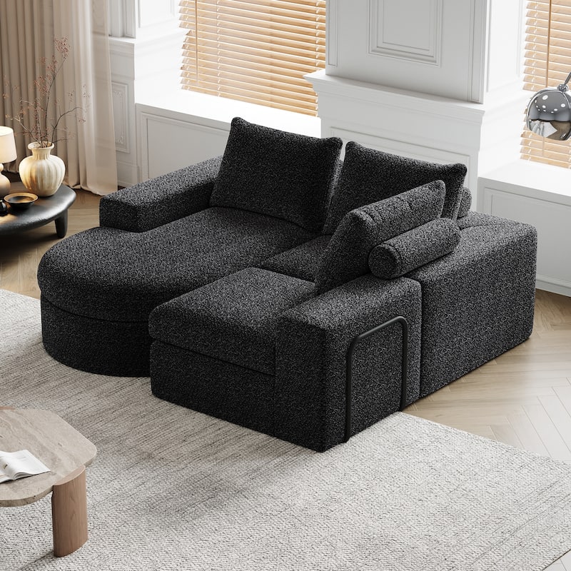 Roomfitters 99" Modern Chenille Cloud Curved Sectional Sofa with Chaise, L-Shaped Couch, for Living Room or Apartment