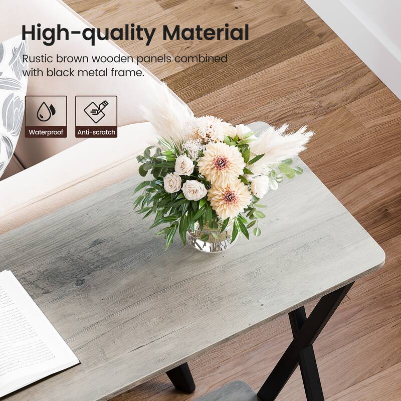 Sofa Tables Narrow Entryway Table with Storage Shelf and Metal Frame