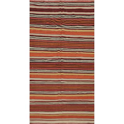 Hand Woven Oriental 100% Wool Carpet Southwestern Geometric Oranges & Rust Kilim Area Rug - 10' 1'' X 4' 11''