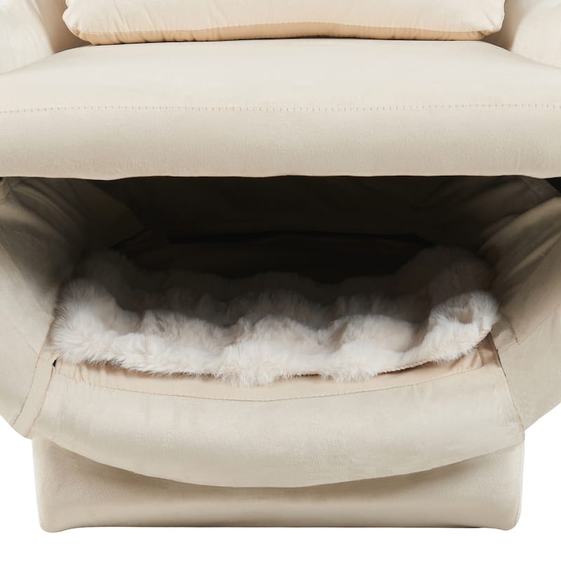 Furniture Style 2 in 1 Pet Friendly Modern Velvet Lounge Chair, Upholstered Back Accent Chair