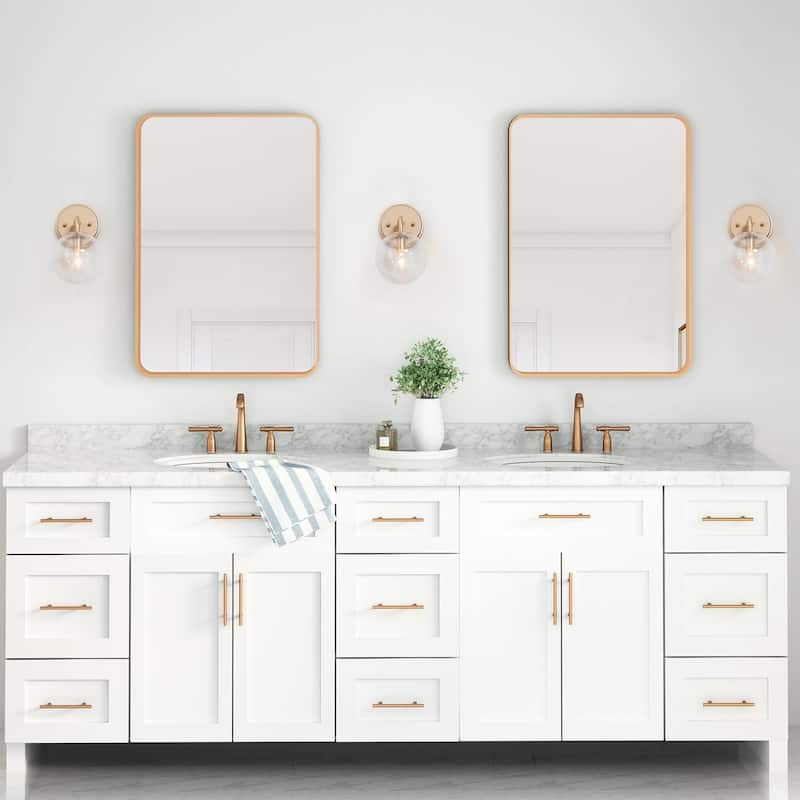 Modern Glam Gold Single Wall Sconce Globe Glass Shade Bathroom vanity light