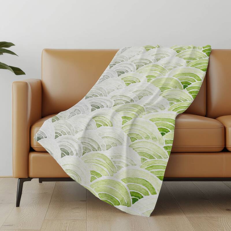 Premium Machine Washable ASB184 Contemporary Ombre Sherpa Throw Blanket - Green - 4'2" x 5'10"