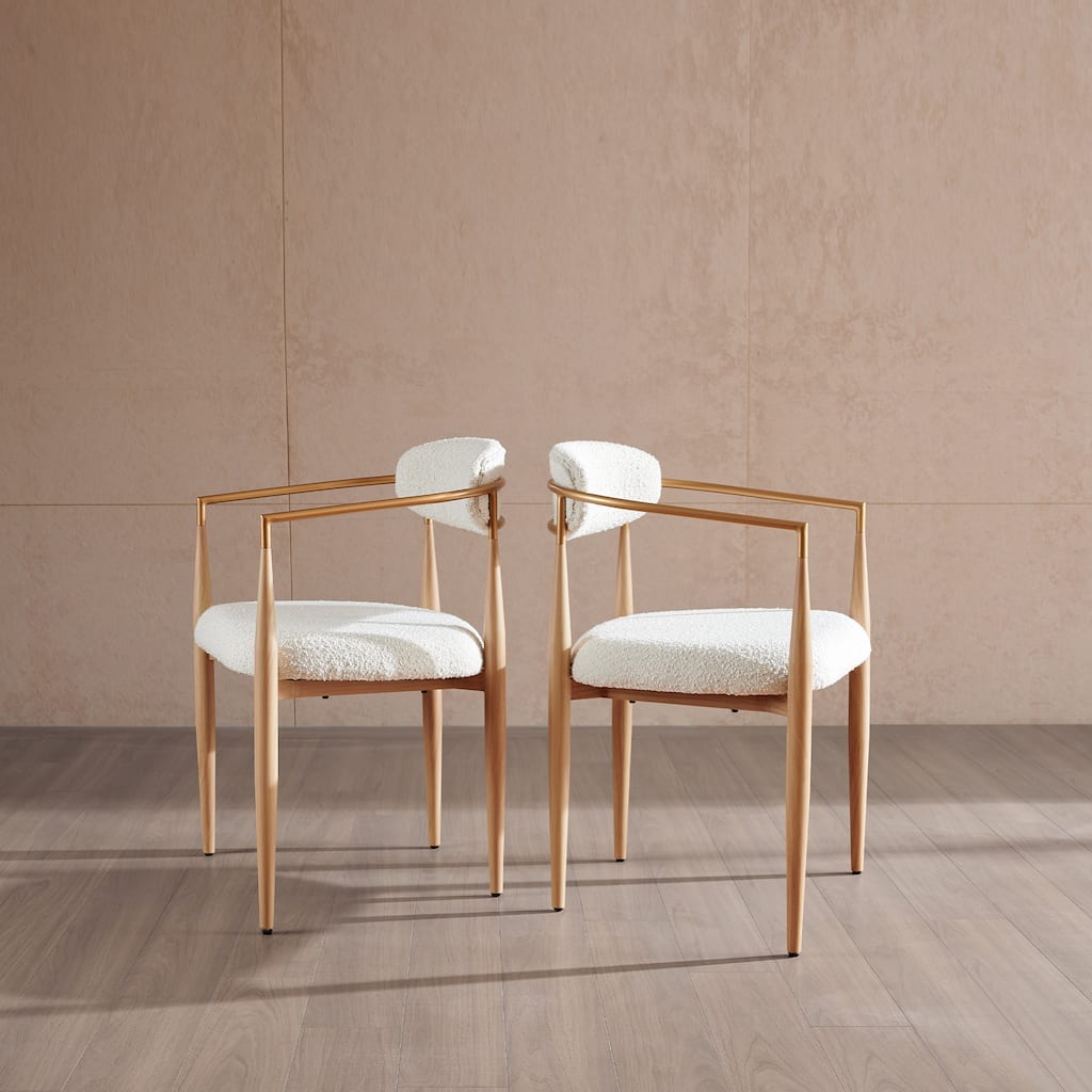 Morden Fort Modern Boucle Dining Chairs Armchair Set of 2