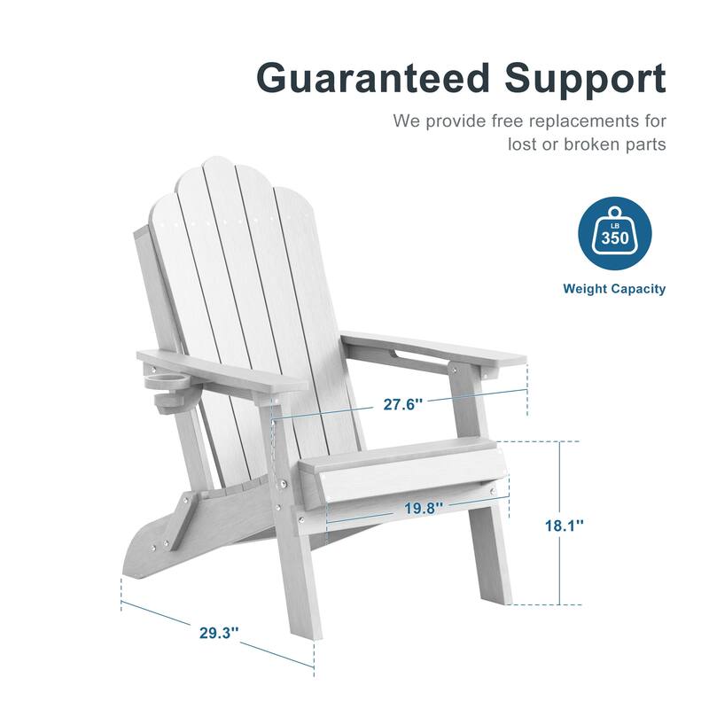 HDPE All-Weather Folding Adirondack Chair with Cup Holder