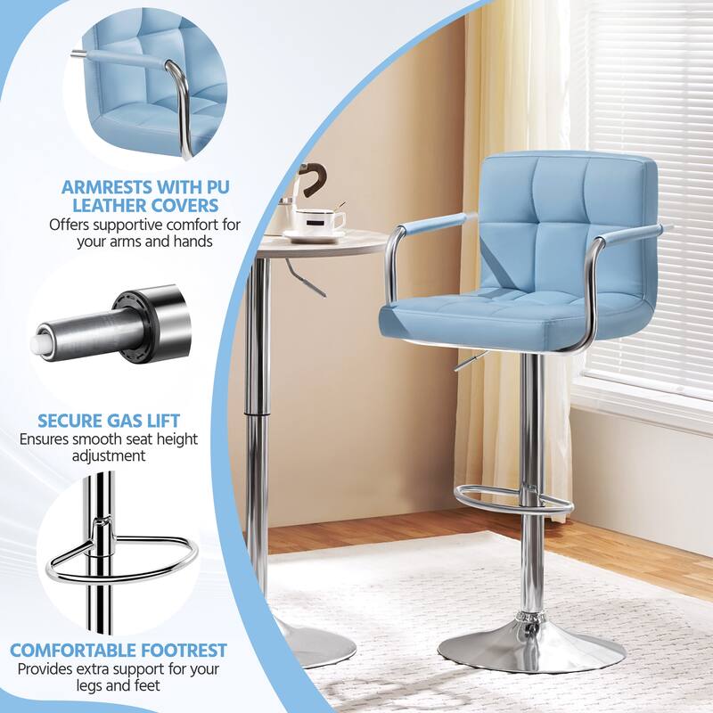 Yaheetech Bar Stools with 360-Degree Swivel and Adjustable Height- Set of 2
