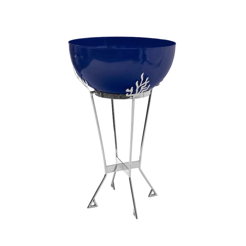 Achla Designs 33"H French Blue Galvanized Steel Indoor Outdoor Kazuyo Planter, Garden Accent - French Blue