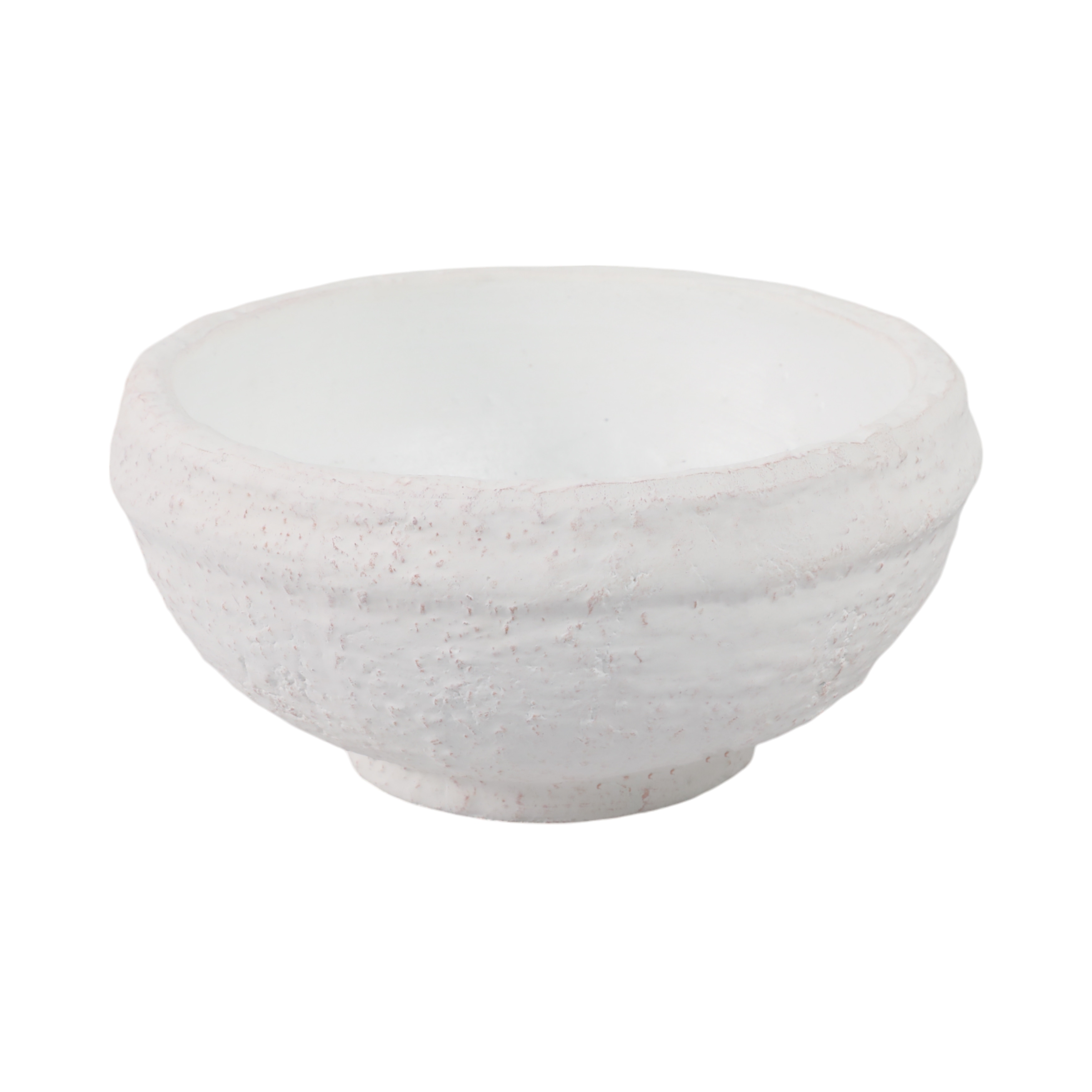 Decorative Textured Terracotta Bowl With Rustic Finish - 9", White