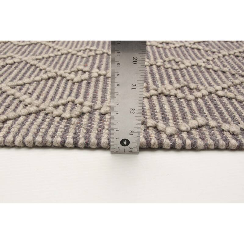 ECARPETGALLERY Braid weave Sienna Grey Wool Rug - 5'1 x 8'2