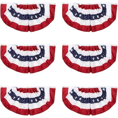 6pcs American Flag Bunting Pleated Fan, 36.5"x18.5" USA Patriotic Bunting Banner