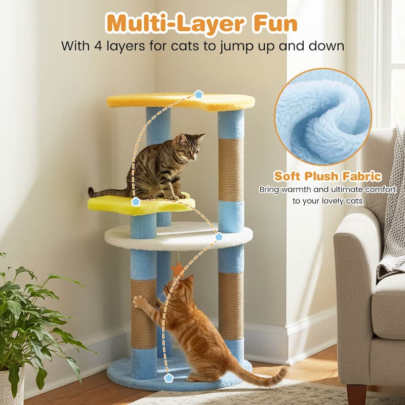 Costway 29” Cute Modern Cat Tree with Star & Moon Shaped Platforms, - See Details
