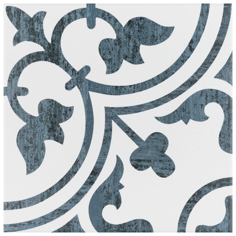 Merola Tile Cassis Arte Black 9-3/4" x 9-3/4" Porcelain Floor and Wall Tile