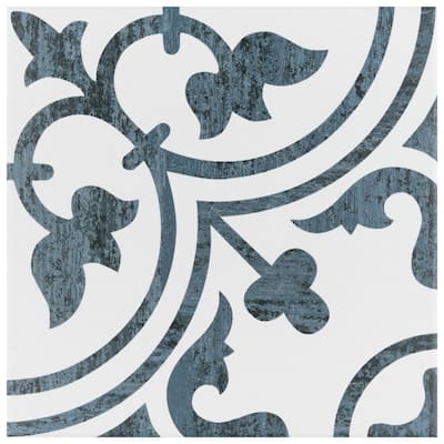 Merola Tile Cassis Arte Black 9-3/4" x 9-3/4" Porcelain Floor and Wall Tile