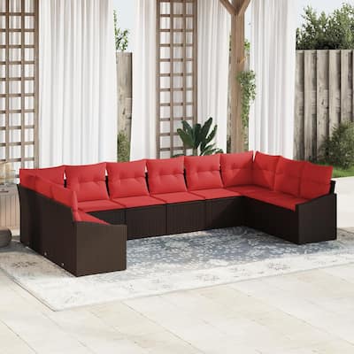 vidaXL 11 Piece Garden Sofa Set with Cushions - 135.4×70.3×27.2