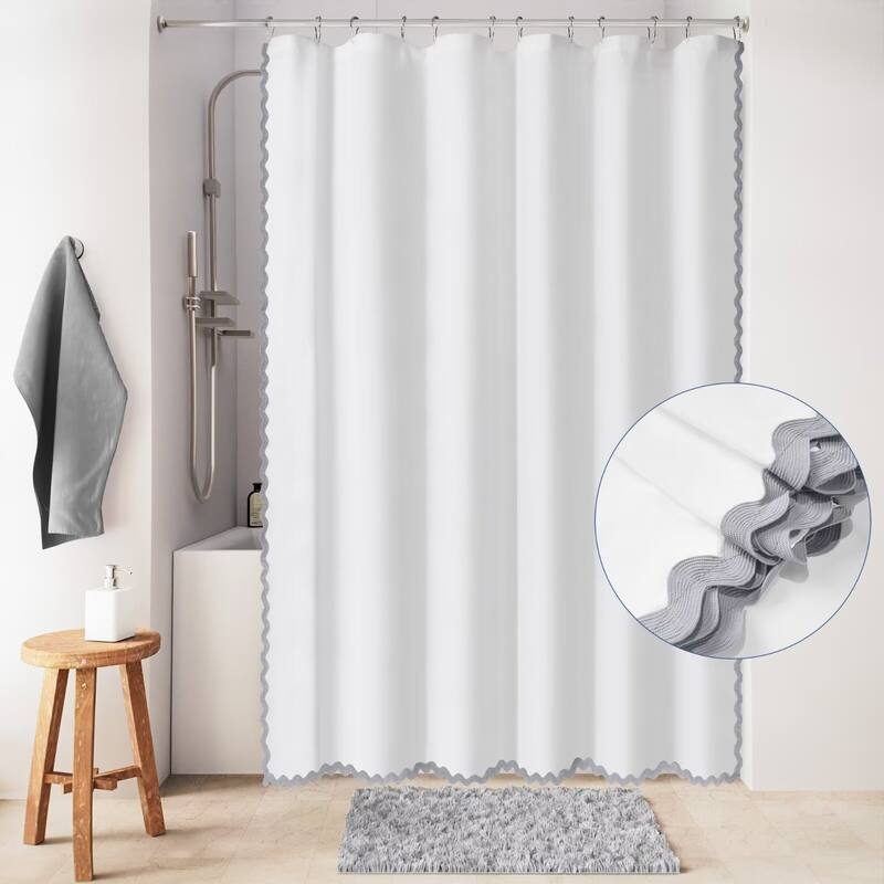 Scalloped Fabric Shower Curtain - 72"Wx72"L - Gray