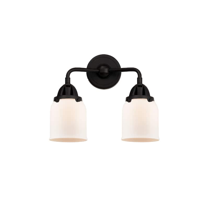 Innovations Lighting Nouveau 2 Bell - 2 Light 13" Bath Vanity Light - Matte White/Matte Black
