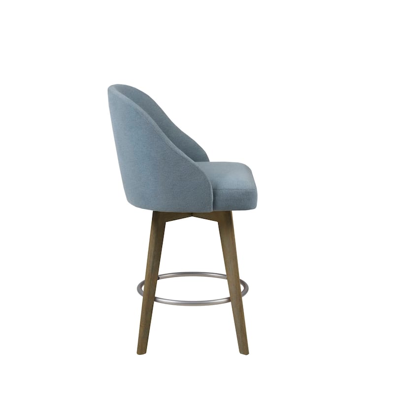 Madison Park Pearce Swivel Upholstered Counter Stool with Solid Wood Legs & Metal Footrest